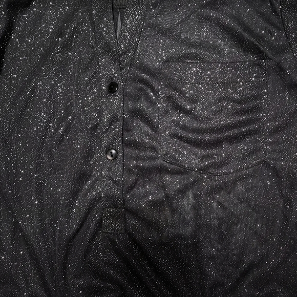 Lynn Ryan Sheer Black Blouse with Silver Glitter Size Large (L) Long Sleeve NWT - Picture 7 of 12